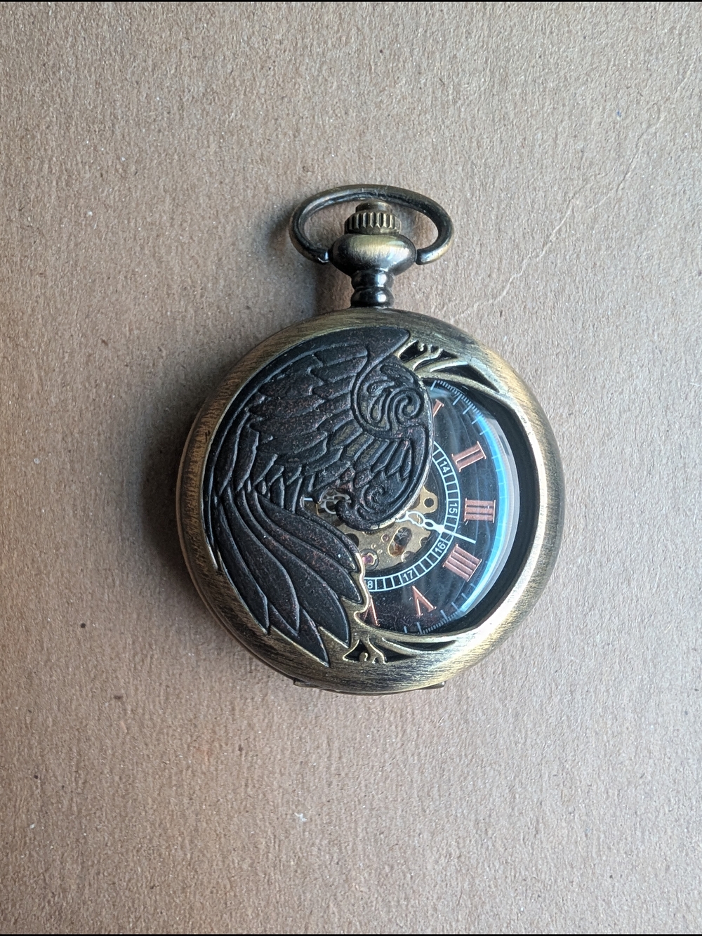 Antique-Style Phoenix Mechanical Pocket Watch, Steampunk.